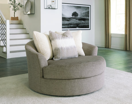 Mega Furniture - Ashley Furniture - Creswell Living Room - Oversized Swivel Accent Chair / Stone - 1530521