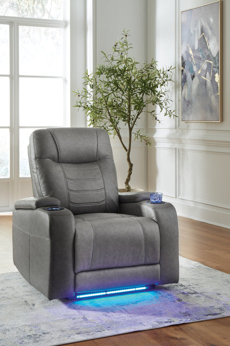Mega Furniture - Ashley Furniture - Schooner Rocks Living Room - PWR Recliner/ADJ Headrest / Umber - 1610413