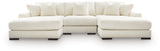 Mega Furniture - Ashley Furniture - Lindyn Sectional - RAF 3-Piece Sectional with Double Chaise / Ivory - 21104S18