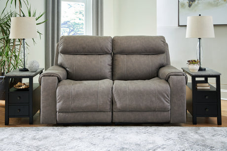 Mega Furniture - Ashley Furniture - Starbot Sectional - 3-Piece Power Reclining Sectional Loveseat with Console / Fossil - 23501S2