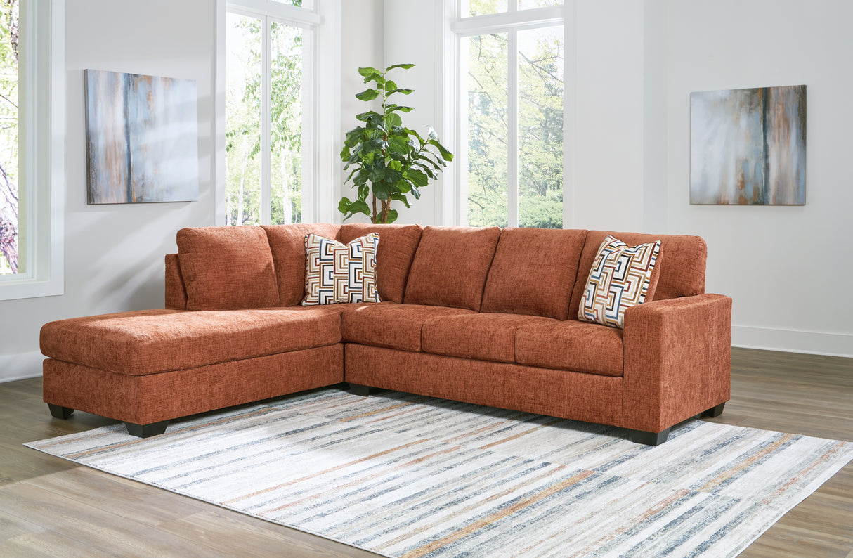 Mega Furniture - Ashley Furniture - Aviemore Sectional - RAF 2-Piece Sectional with Chaise / Spice - 24304S1