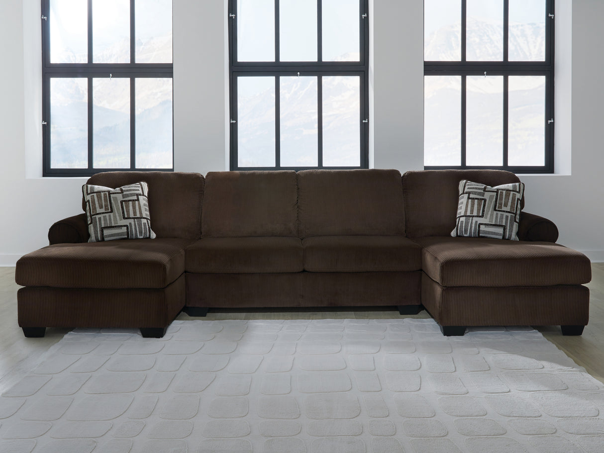 Mega Furniture - Ashley Furniture - Kimlee Sectional - RAF 3-Piece Sectional with Double Chaise / Chocolate - PC35603S3
