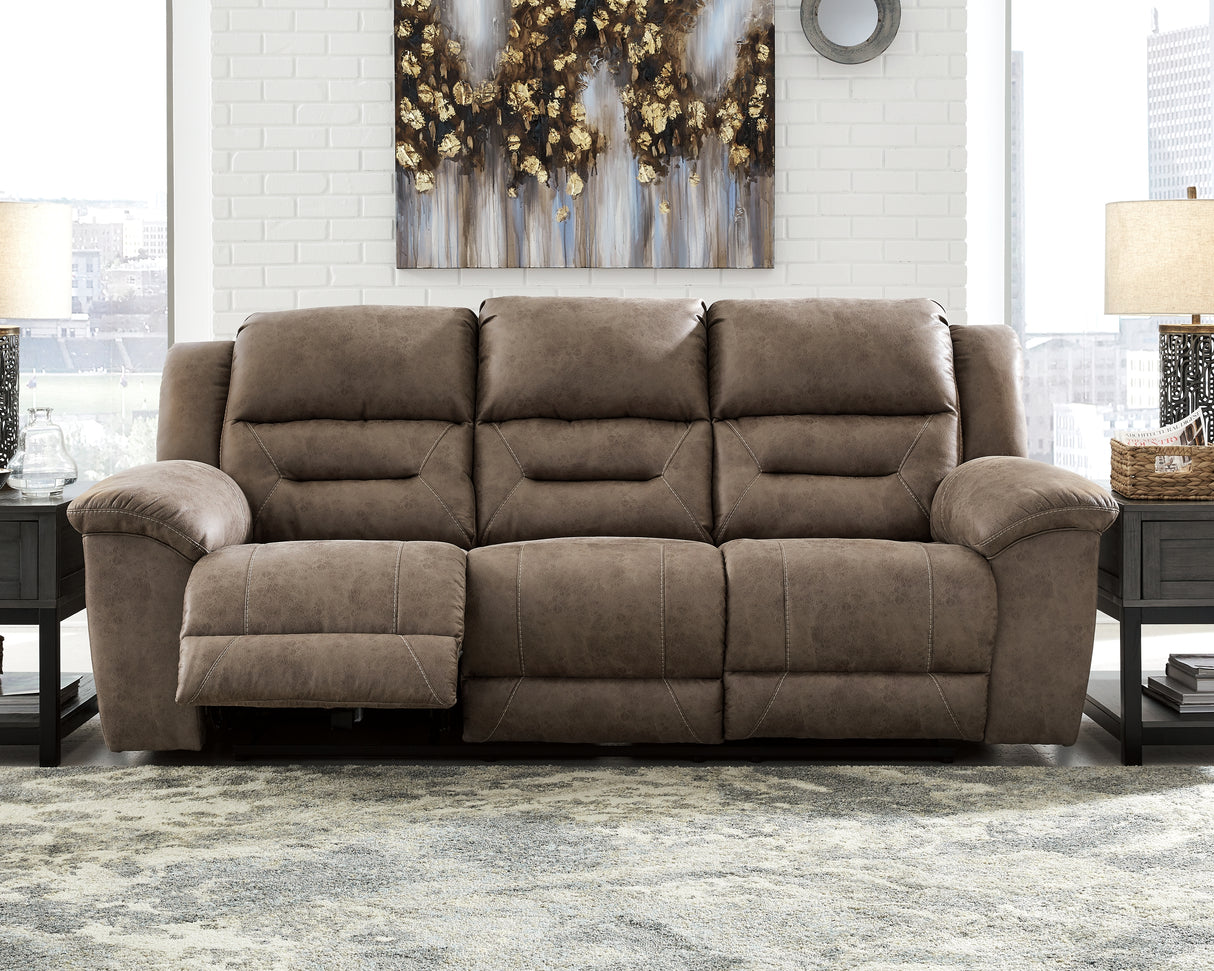 Mega Furniture - Ashley Furniture - Stoneland Living Room - Reclining Power Sofa / Fossil - 3990587