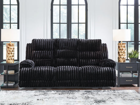 Mega Furniture - Ashley Furniture - Rhine Falls Living Room - Zero Wall Power Recliner / Onyx - PC4280506