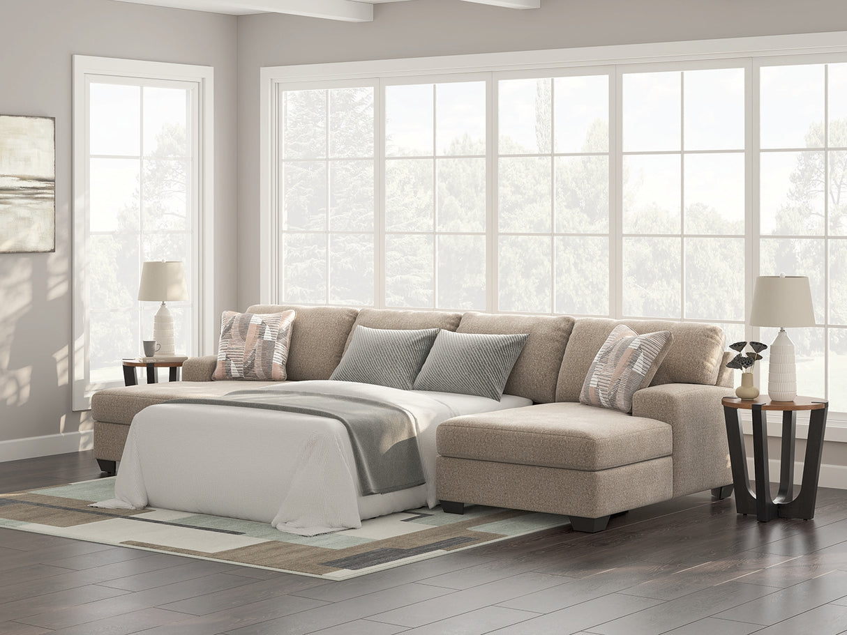 Mega Furniture - Ashley Furniture - Newellen Sectional - RAF 3-Piece Sectional with Double Chaise / Hemp - 48404S7