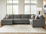 Mega Furniture - Ashley Furniture - Revenna Sectional - RAF 3-Piece Sleeper Sectional with Chaise / Greystone - PC48405S5