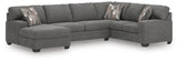 Mega Furniture - Ashley Furniture - Newellen Sectional - RAF 3-Piece Sleeper Sectional with Chaise / Greystone - 48405S5