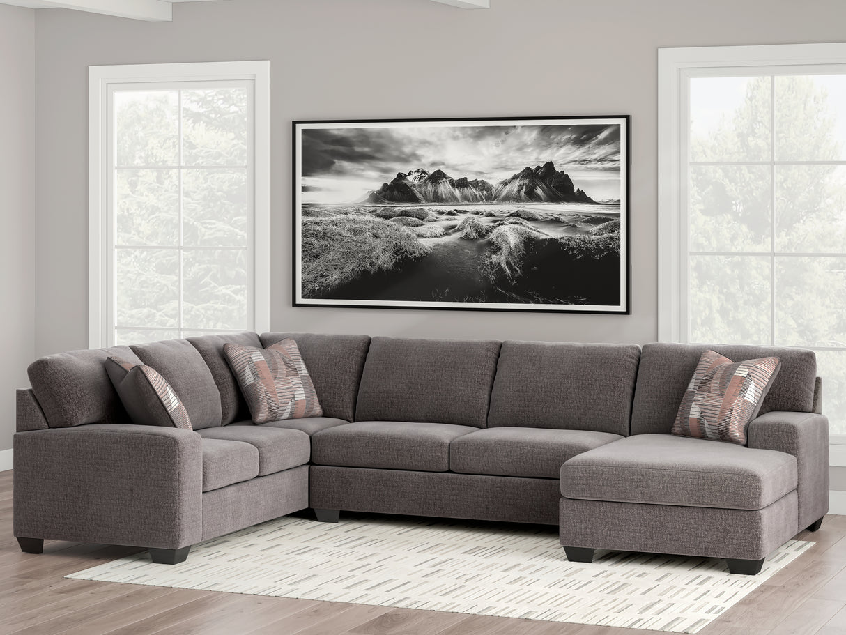 Mega Furniture - Ashley Furniture - Newellen Sectional - LAF 3-Piece Sectional with Chaise / Greystone - 48405S2