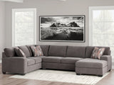 Mega Furniture - Ashley Furniture - Newellen Sectional - LAF 3-Piece Sectional with Chaise / Greystone - 48405S2