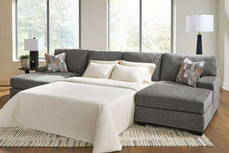 Mega Furniture - Ashley Furniture - Revenna Sectional - RAF 3-Piece Sleeper Sectional with Double Chaise / Greystone - PC48405S7