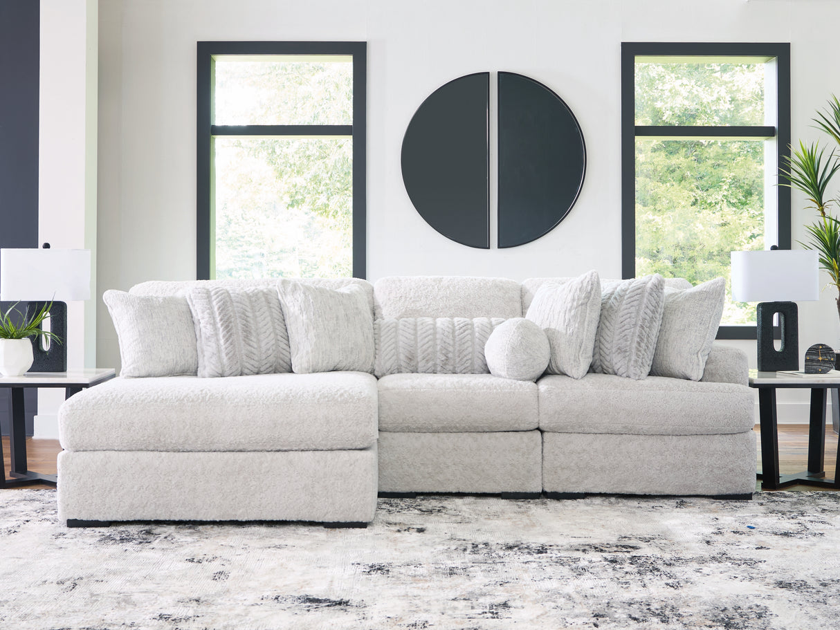 Mega Furniture - Ashley Furniture - Cuddle Plush Sectional - 3-Piece Sectional with Chaise / Arctic - PC59106S7