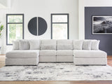 Mega Furniture - Ashley Furniture - Cuddle Plush Sectional - 4-Piece Sectional with Chaise / Arctic - PC59106S4