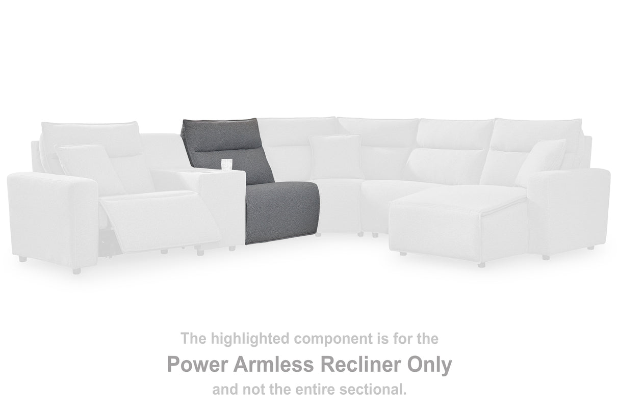 Mega Furniture - Ashley Furniture - ModMax II Sectional - PWR Armless REC w/ADJ Headrest / Salt and Pepper - 6590631