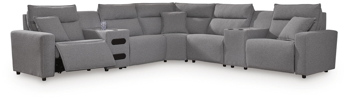 Mega Furniture - Ashley Furniture - Modmax II 7-Piece Power Reclining Sectional with Audio Consoles - 7-Piece Power Reclining Sectional with Audio Consoles - 65906S48