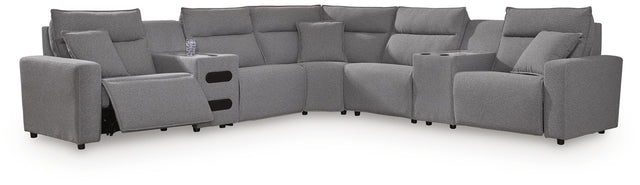 Mega Furniture - Ashley Furniture - Modmax II 7-Piece Power Reclining Sectional with Audio Consoles - 7-Piece Power Reclining Sectional with Audio Consoles - 65906S48