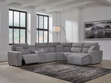 Mega Furniture - Ashley Furniture - ModMax II Sectional - 6-Piece Power Reclining Sectional with Chaise and Console / Salt and Pepper - 65906S6