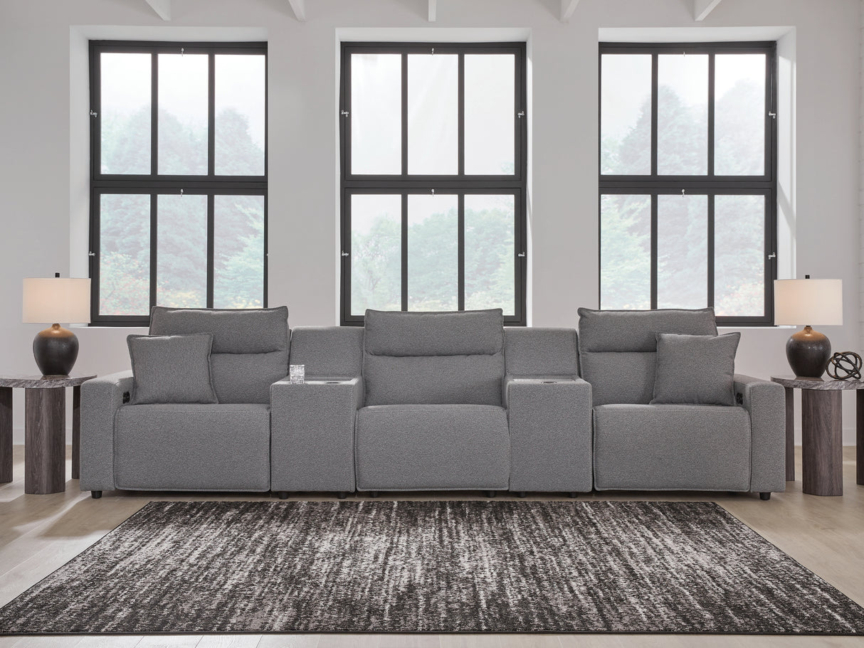 Mega Furniture - Ashley Furniture - ModMax II Sectional - 5-Piece Power Reclining Sectional with Consoles / Salt and Pepper - 65906S14