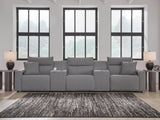 Mega Furniture - Ashley Furniture - ModMax II Sectional - 5-Piece Power Reclining Sectional with Consoles / Salt and Pepper - 65906S14