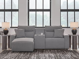 Mega Furniture - Ashley Furniture - ModMax II Sectional - 3-Piece Power Reclining Sectional with Chaise and Console / Salt and Pepper - 65906S17