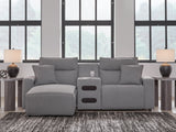 Mega Furniture - Ashley Furniture - ModMax II Sectional - 3-Piece Power Reclining Sectional with Chaise and Audio Console / Salt and Pepper - 65906S18