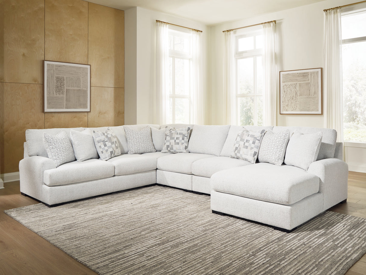 Mega Furniture - Ashley Furniture - Misty-Lakes Sectional - 5-Piece Sectional with Chaise / Chalk - PC66906S11