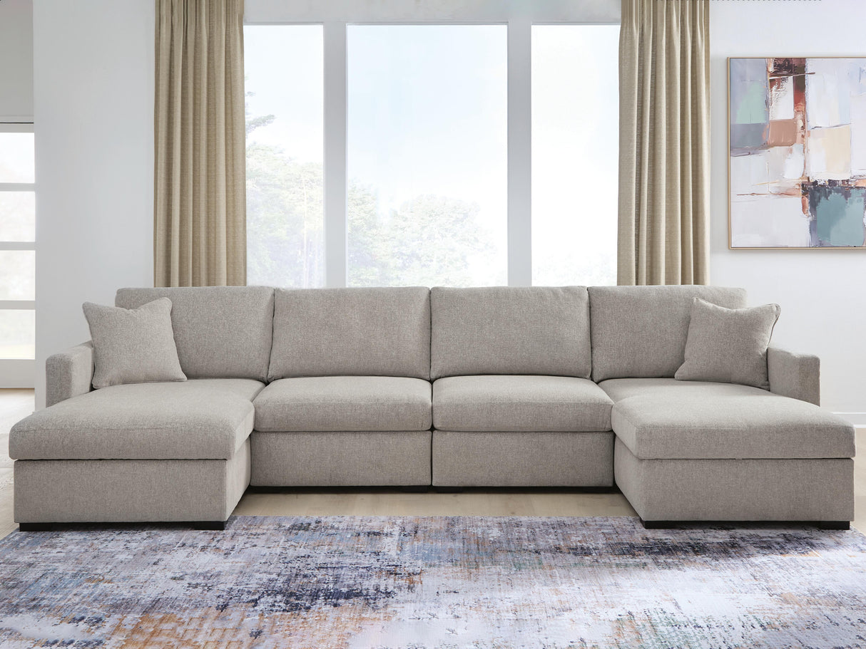 Mega Furniture - Ashley Furniture - ModMax Luxe Sectional - RAF 4-Piece Double Chaise Sectional / Flint - 68605S16