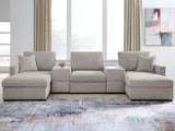 Mega Furniture - Ashley Furniture - ModMax Luxe Sectional - RAF 5-Piece Double Chaise Sectional with Storage Consoles / Flint - 68605S38