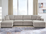 Mega Furniture - Ashley Furniture - ModMax Luxe Sectional - RAF 4-Piece Double Storage Chaise Sectional / Flint - 68605S62