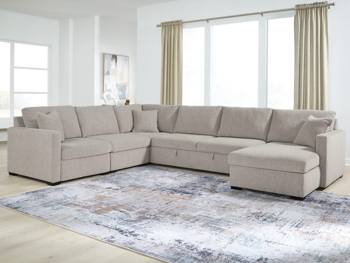 Mega Furniture - Ashley Furniture - ModMax Luxe Sectional - RAF 5-Piece Sectional with Chaise and Pop Up Sleeper / Flint - 68605S98
