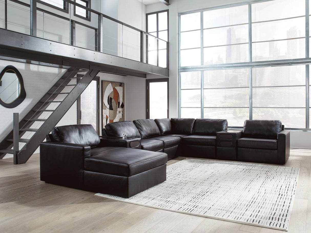 Mega Furniture - Ashley Furniture - ModMax II Sectional - RAF 8-Piece Sectional with Chaise and Audio Consoles / Black - 74305S47