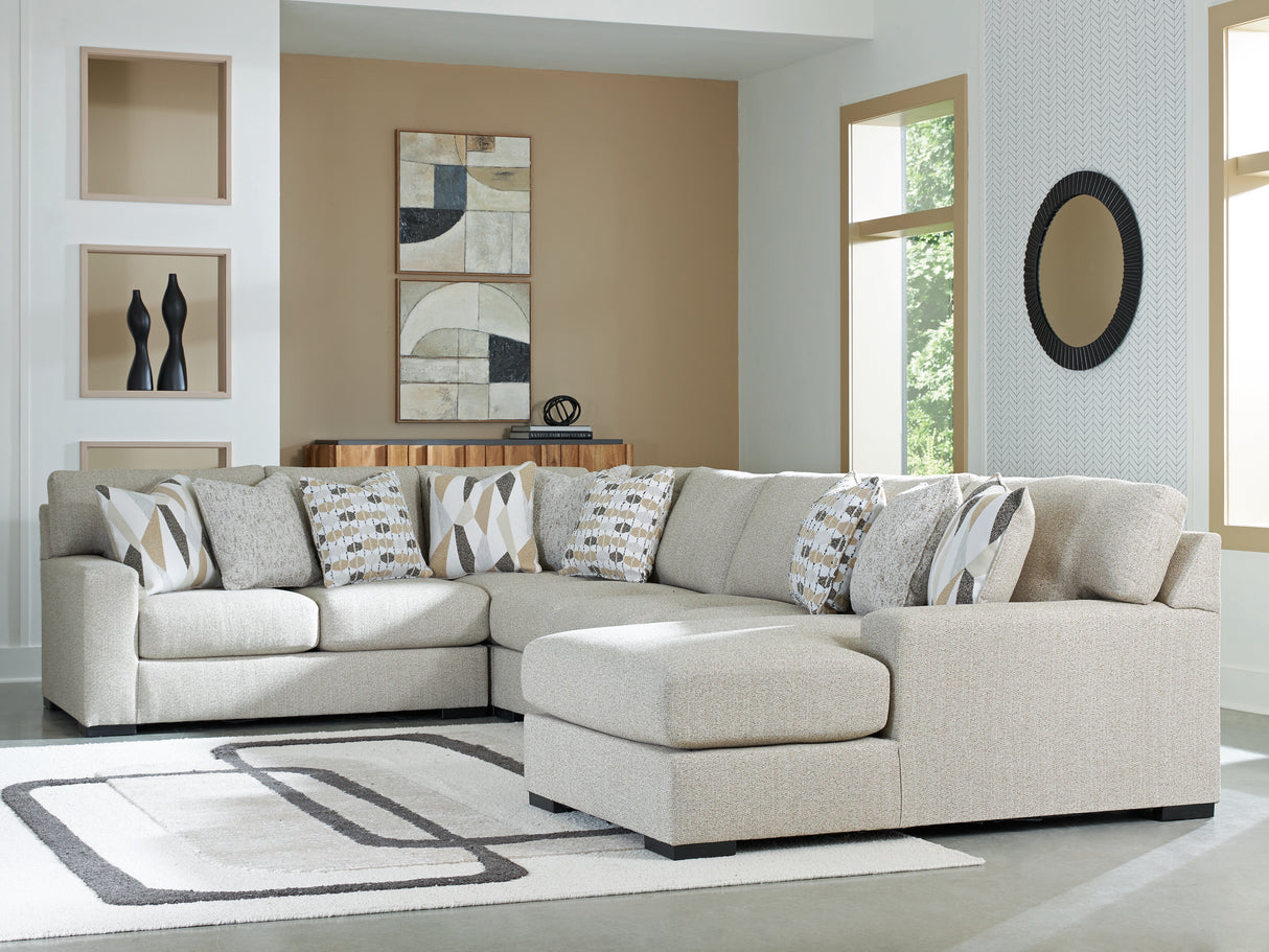 Mega Furniture - Ashley Furniture - Laurelgrove Sectional - RAF 5-Piece Sectional with Chaise / Pebble - 75105S12