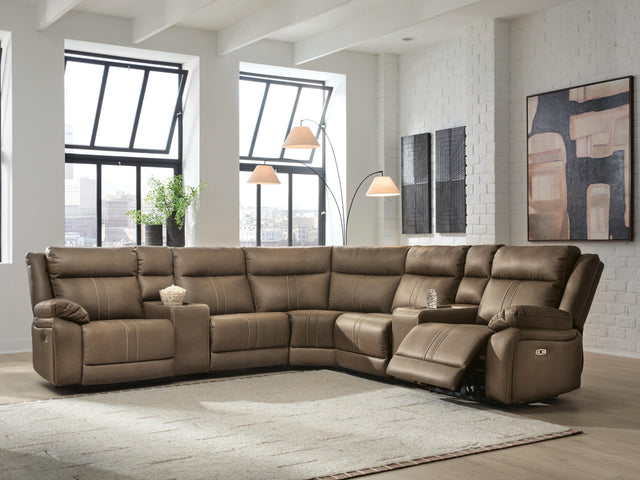 Mega Furniture - Ashley Furniture - Max-Momentum Sectional - 7-Piece Power Reclining Sectional with Audio Consoles - PC82305S8