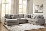 Mega Furniture - Ashley Furniture - Lindon Sectional - RAF 3-Piece Sectional with Chaise / Smoke - 84704S3