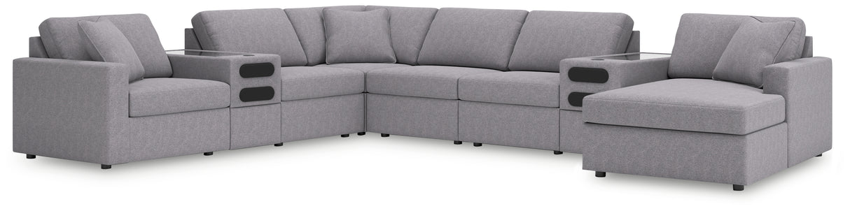 Mega Furniture - Ashley Furniture - Modmax Sectional - RAF 8-Piece Sectional with Audio System and Chaise / Granite - 92104S48