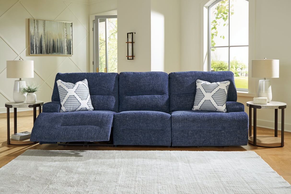 Mega Furniture - Ashley Furniture - Acklen Place Sectional - 3-Piece Power Reclining Sectional Sofa / Navy - 93607S18