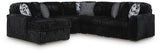 Mega Furniture - Ashley Furniture - Midnight-Madness Sectional - RAF 5-Piece Sectional with Chaise / Onyx - 98103S21
