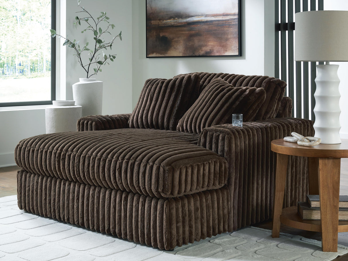 Mega Furniture - Ashley Furniture - Midnight-Madness Living Room - Oversized Chaise / Chocolate - 9810415