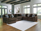 Mega Furniture - Ashley Furniture - Midnight-Madness Sectional - RAF 6-Piece Sectional with Chaise / Chocolate - 98104S23
