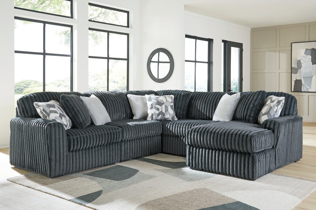 Mega Furniture - Ashley Furniture - Midnight-Madness Sectional - RAF 5-Piece Sectional with Chaise / Gunmetal - 98105S23