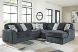 Mega Furniture - Ashley Furniture - Midnight-Madness Sectional - RAF 5-Piece Sectional with Chaise / Gunmetal - 98105S23