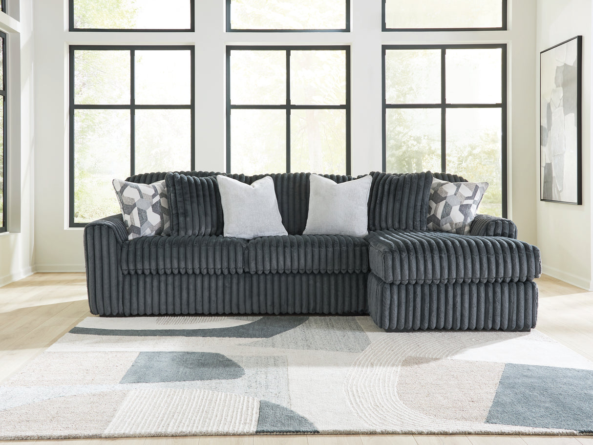 Mega Furniture - Ashley Furniture - Midnight-Madness Sectional - LAF 2-Piece Sectional Sofa Chaise / Gunmetal - 98105S3