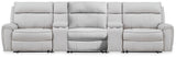 Mega Furniture - Ashley Furniture - Social Pointe Sectional - 5-Piece Reclining Sectional with Storage Consoles / Pearl/Ash - PC98802S39