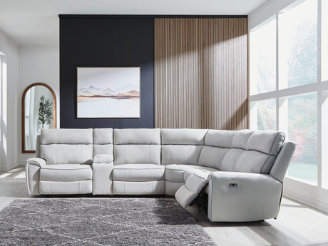 Mega Furniture - Ashley Furniture - Social Pointe Sectional - 5-Piece Power Reclining Sectional / Pearl/Ash - PC98802S8