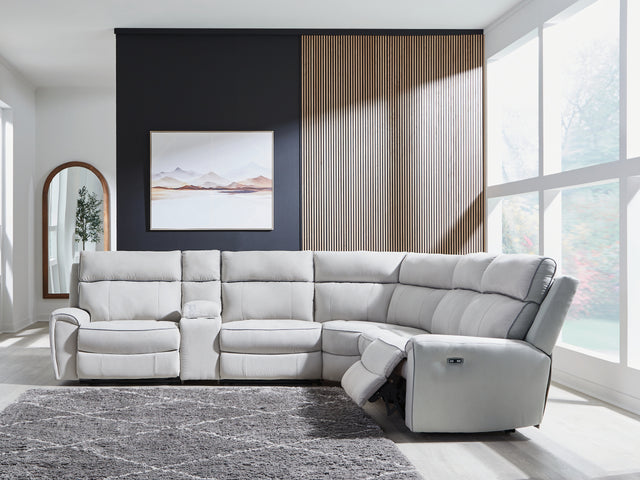 Mega Furniture - Ashley Furniture - Social Pointe Sectional - 5-Piece Power Reclining Sectional / Pearl/Ash - PC98802S8