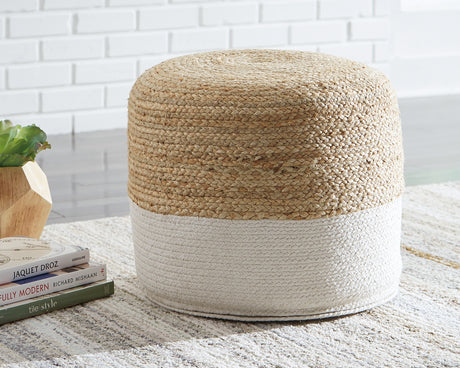 Mega Furniture - Ashley Furniture - Sweed Valley Pouf - Pouf / Natural/White - A1000420