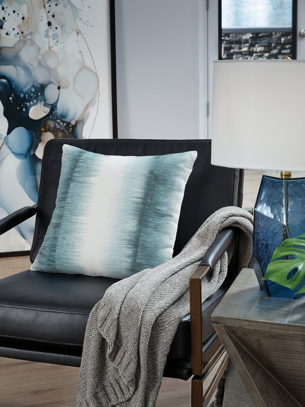 Mega Furniture - Ashley Furniture - Elonwich Pillows - Pillow (4/CS) / Teal/White - A1001106