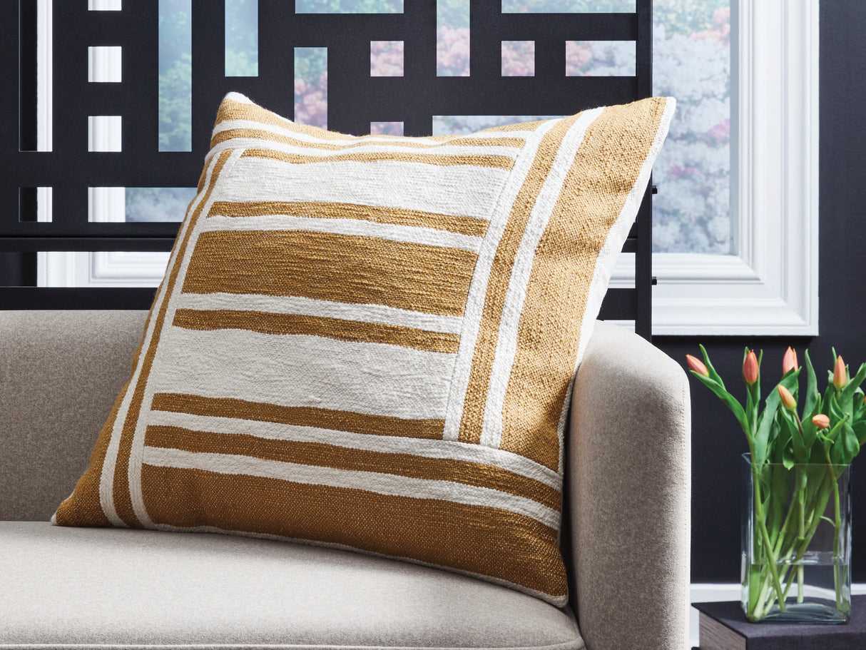 Mega Furniture - Ashley Furniture - Darrman Pillows - Pillow (4/CS) / Ochre/Ivory - A1001116