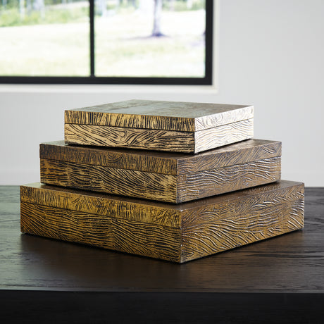 Mega Furniture - Ashley Furniture - Keldy Box (Set of 3) - Box Set (3/CN) / Antique Brass Finish - A2000490