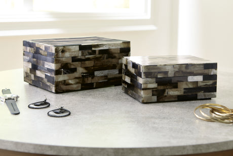 Mega Furniture - Ashley Furniture - Ellford Box (Set of 2) - Box Set (Set of 2) / Black/Brown/Cream - A2000596