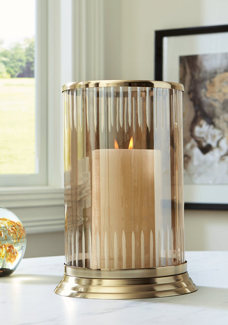 Mega Furniture - Ashley Furniture - Aavinson Candle Holder - Candle Holder / Amber/Gold Finish - A2000688